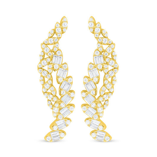 Sterling Silver 925 Earring Golden Plated Embedded With White Zircon