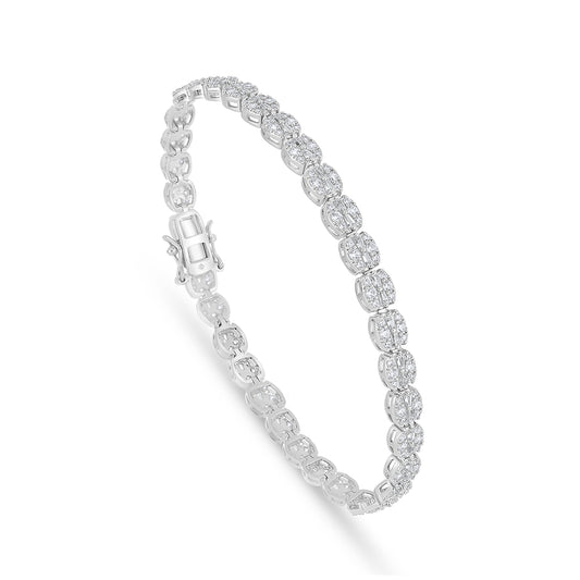 Sterling Silver 925 Bracelet Rhodium Plated Embedded With White Zircon