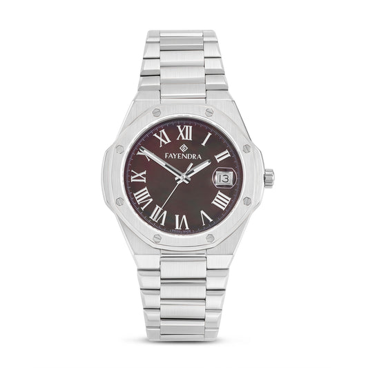 Stainless Steel 316L Watch Silver Color For Men - BLACK MOP DIAL