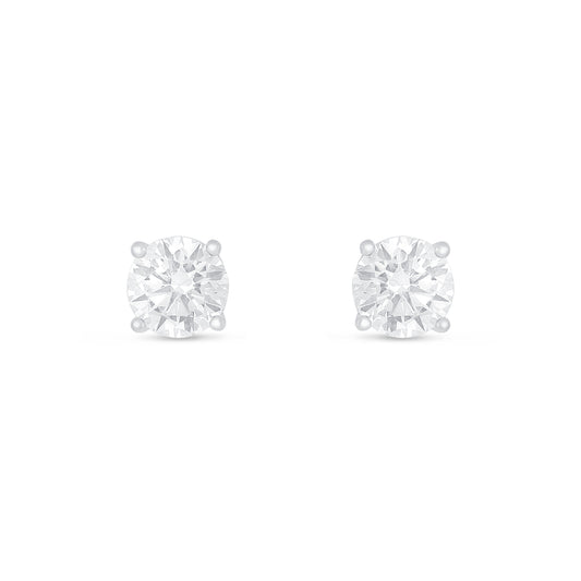 Sterling Silver 925 Earring Rhodium Plated Embedded With White Zircon