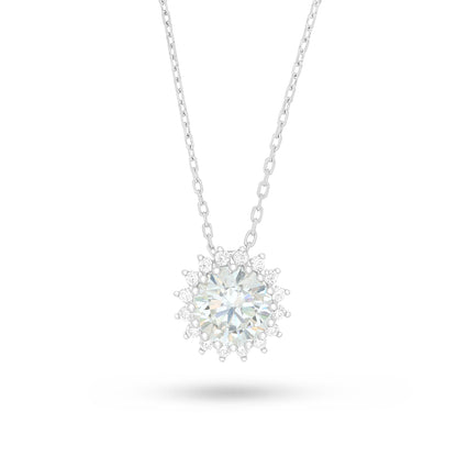 Sterling Silver 925 Necklace Rhodium Plated Embedded With Diamond Zircon And White Zircon