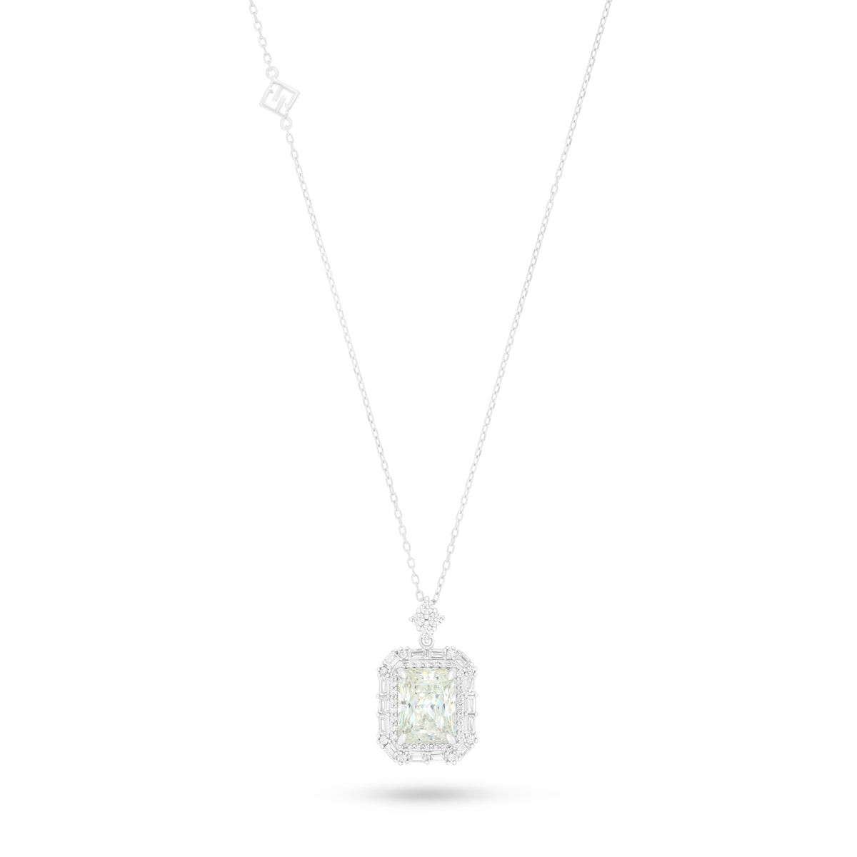 Sterling Silver 925 Necklace Rhodium Plated Embedded With Diamond Zircon And White Zircon