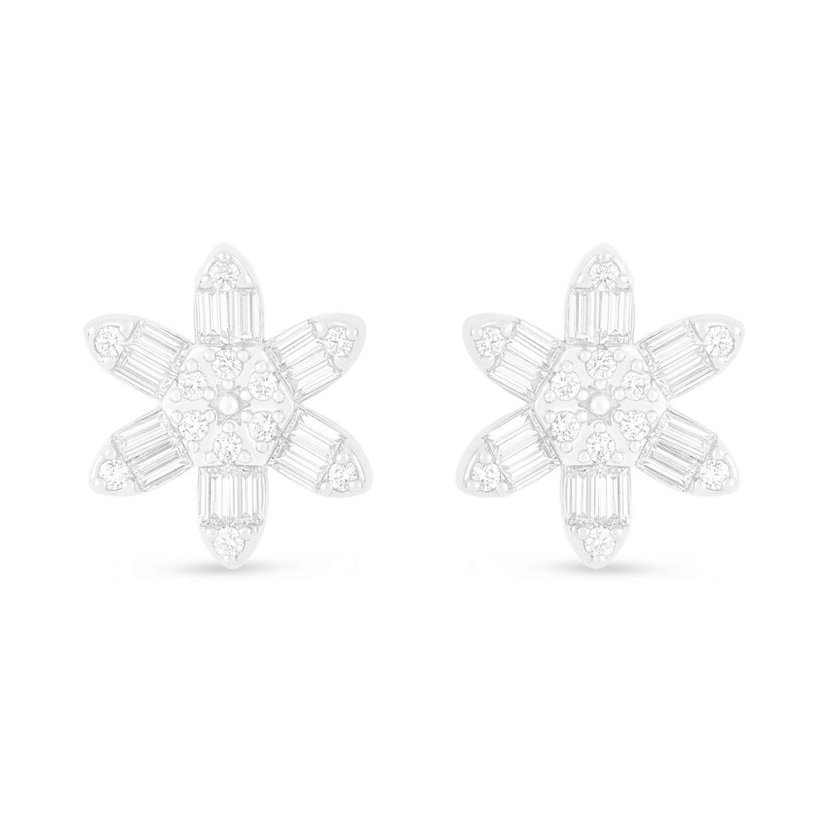 Sterling Silver 925 Earring Rhodium Plated Embedded With White Zircon