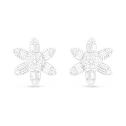 Sterling Silver 925 Earring Rhodium Plated Embedded With White Zircon
