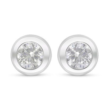 Sterling Silver 925 Earring Rhodium Plated Embedded With Diamond Zircon