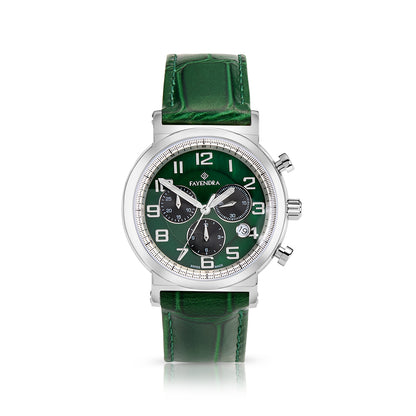 Stainless Steel 316L Watch Silver Color Green Leather For Men - GREEN MOP DIAL