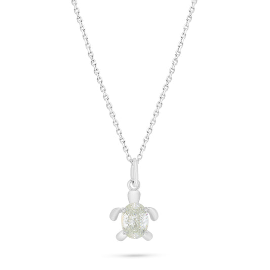 Sterling Silver 925 Necklace Rhodium Plated Embedded With Diamond Zircon