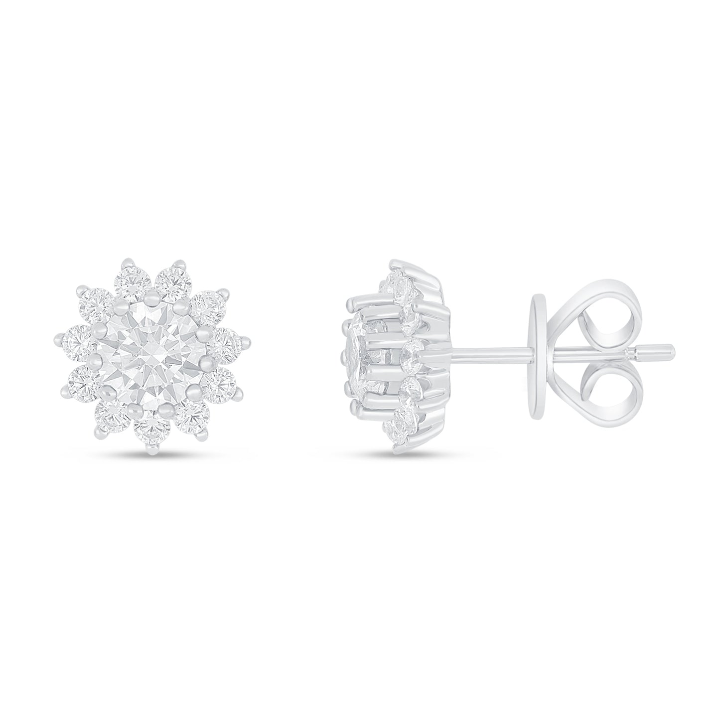 Sterling Silver 925 Earring Rhodium Plated Embedded With White Zircon