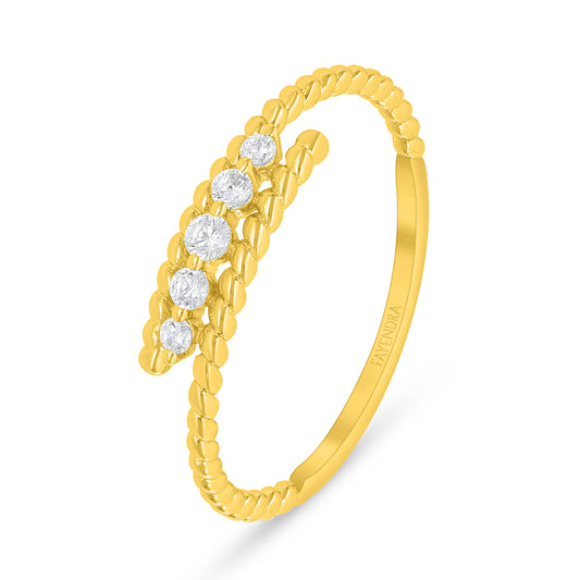 Sterling Silver 925 Ring Golden Plated Embedded With White Zircon