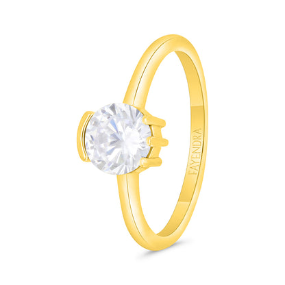 Sterling Silver 925 Ring Gold Plated Embedded With White Zircon