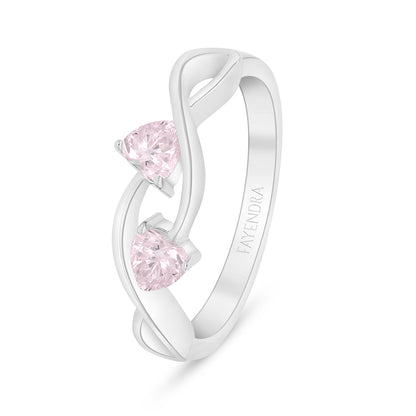 Sterling Silver 925 Ring Rhodium Plated Embedded With Pink Zircon