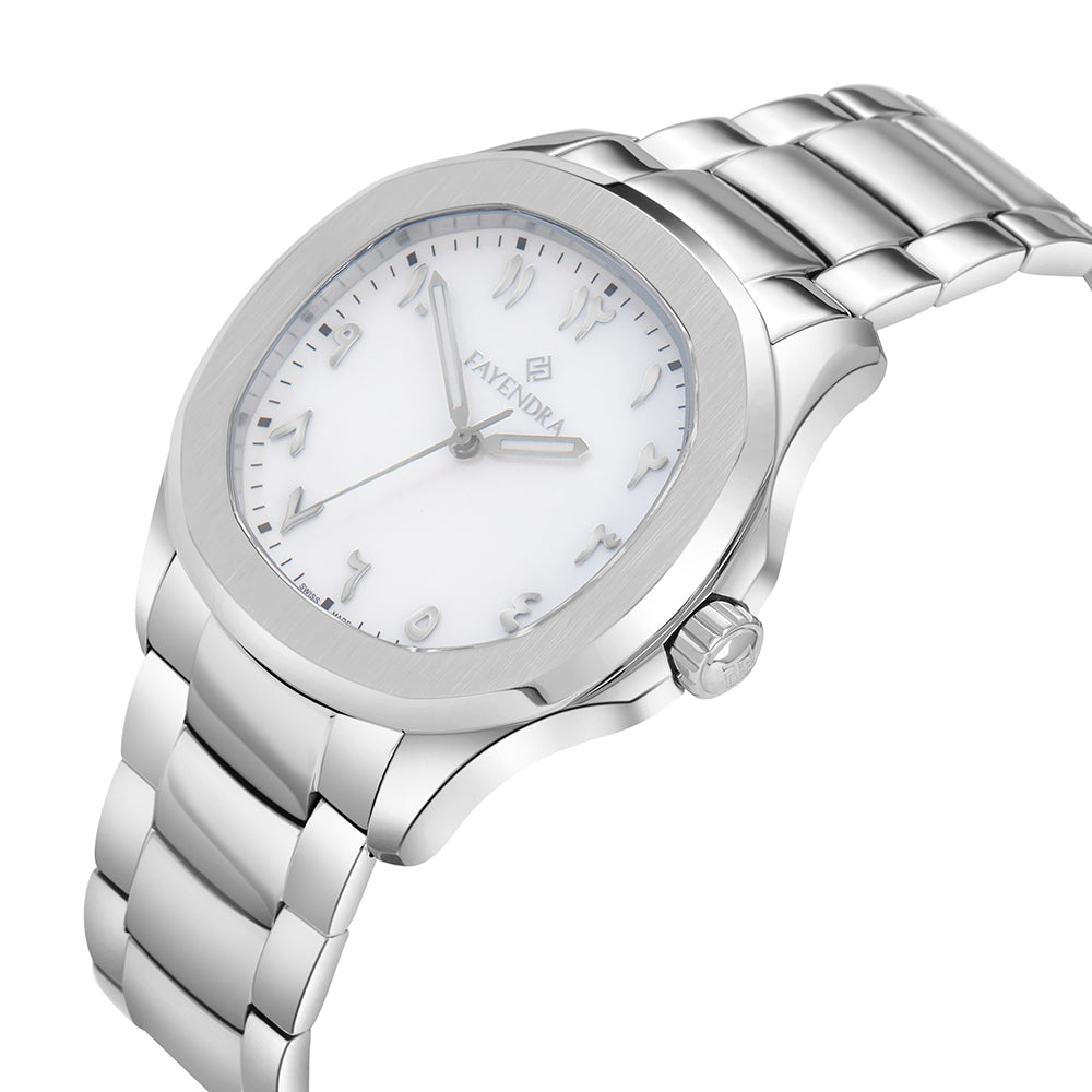 Stainless Steel 316L Watch Silver Color For Men - WHITE MOP DIAL