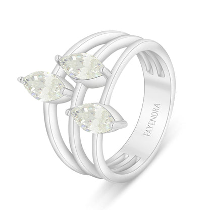 Sterling Silver 925 Ring Rhodium Plated Embedded With Diamond Zircon