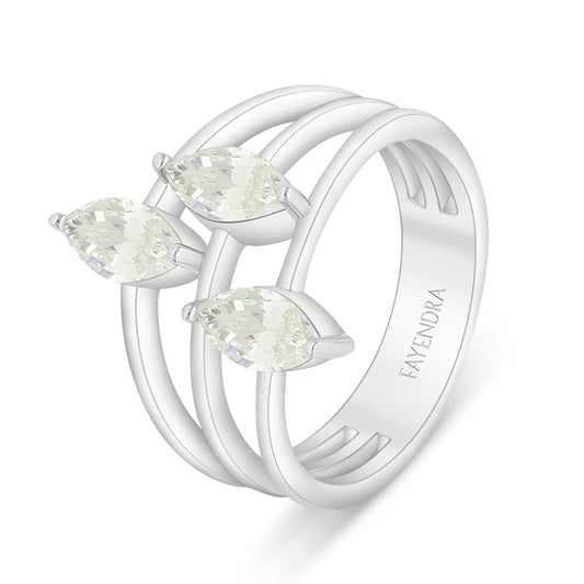 Sterling Silver 925 Ring Rhodium Plated Embedded With Diamond Zircon