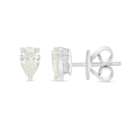 Sterling Silver 925 Earring Rhodium Plated Embedded With Diamond Zircon And White Zircon