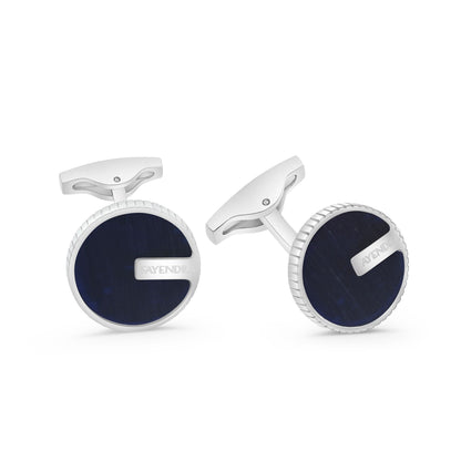 كبك ستانلس ستيل لون فضي و احجار عين النمر ازرق عيار L316