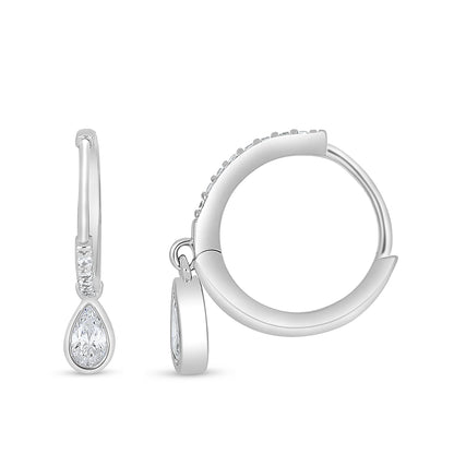 Sterling Silver 925 Earring Rhodium Plated Embedded With White Zircon