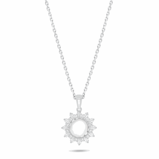 Sterling Silver 925 Necklace Rhodium Plated Embedded With Natural White Pearl And White Zircon