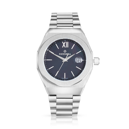 Stainless Steel 316L Watch Silver Color For Men - BLACK MOP DIAL