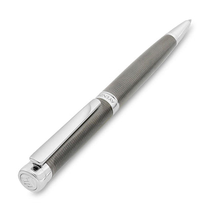 Fayendra Pen Silver And Gray Plated Embedded With Striped Pattern