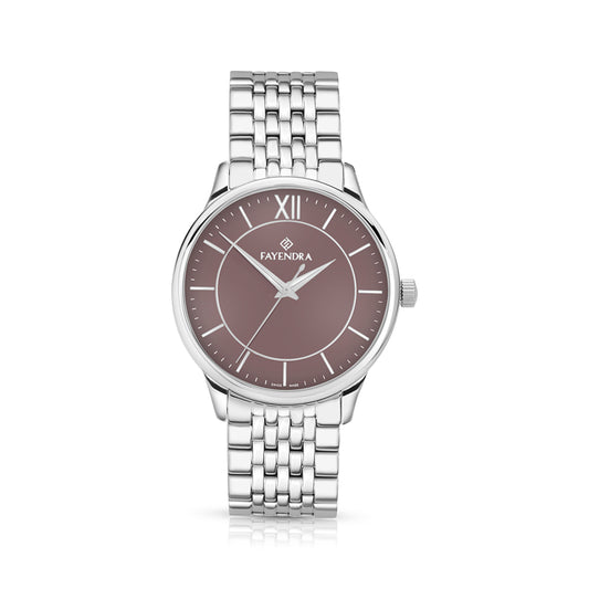 Stainless Steel 316L Watch Silver Color For Men - BROWN MOP DIAL