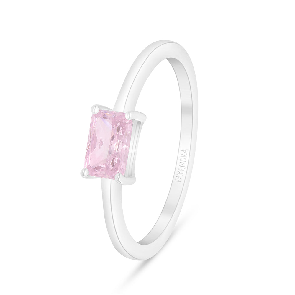 خاتم من الفضة الخالصة عيار 925 مطلي روديوم مرصع زركون بنك