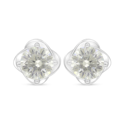Sterling Silver 925 Earring Rhodium Plated Embedded With Diamond Zircon