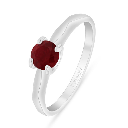 Sterling Silver 925 Ring Rhodium Plated Embedded With Ruby Corundum