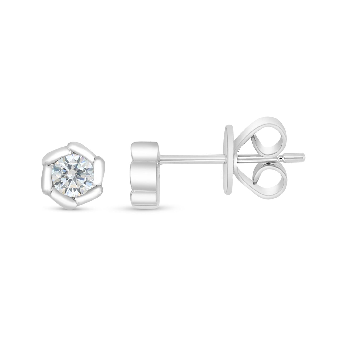 Sterling Silver 925 Earring Rhodium Plated Embedded With Diamond Zircon And White Zircon