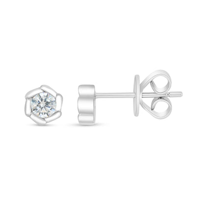 Sterling Silver 925 Earring Rhodium Plated Embedded With Diamond Zircon And White Zircon