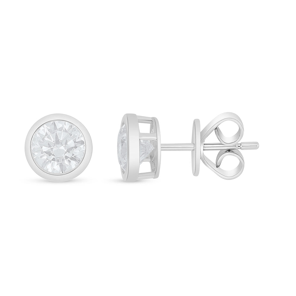 Sterling Silver 925 Earring Rhodium Plated Embedded With White Zircon
