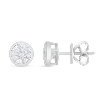 Sterling Silver 925 Earring Rhodium Plated Embedded With White Zircon