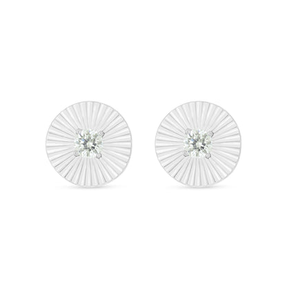 Sterling Silver 925 Earring Rhodium Plated Embedded With Diamond Zircon