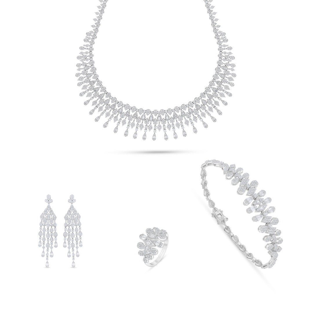 Sterling Silver 925 Set Rhodium Plated Embedded With White Zircon