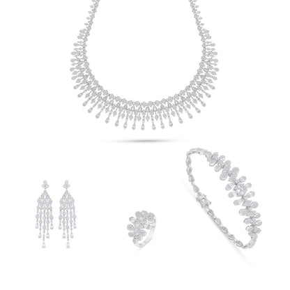 Sterling Silver 925 Set Rhodium Plated Embedded With White Zircon