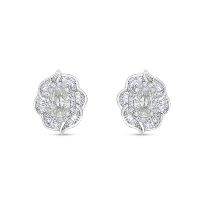 Sterling Silver 925 Earring Rhodium Plated Embedded With Diamond Zircon And White Zircon