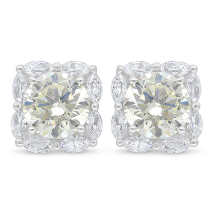 Sterling Silver 925 Earring Rhodium Plated Embedded With Diamond Zircon And White Zircon