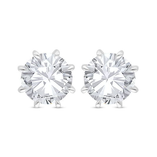 Sterling Silver 925 Earring Rhodium Plated Embedded With White Zircon