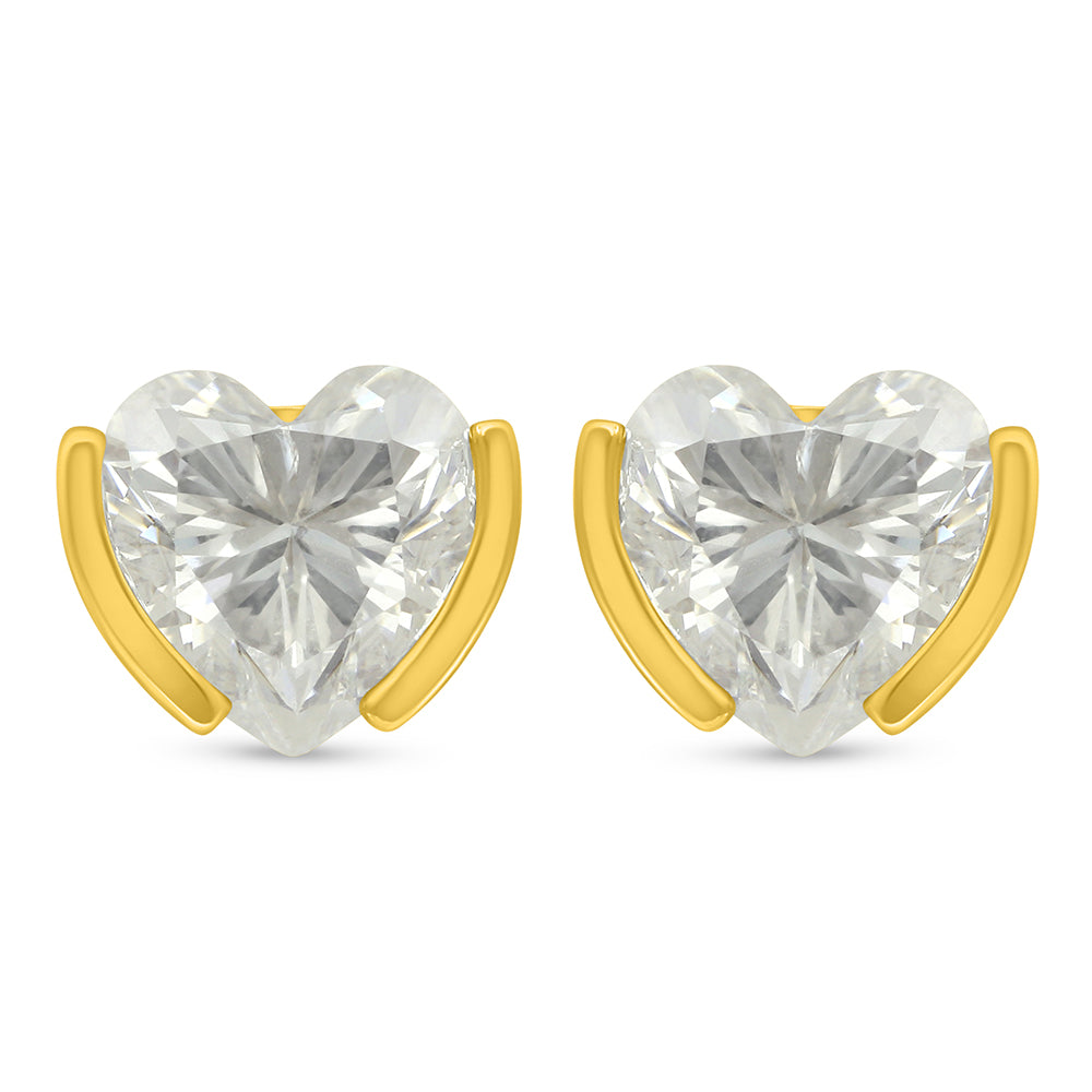 Sterling Silver 925 Earring Golden Plated Embedded With Diamond Zircon