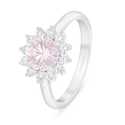 خاتم من الفضة الخالصة عيار 925 مطلي روديوم مرصع زركون بنك و فص ابيض