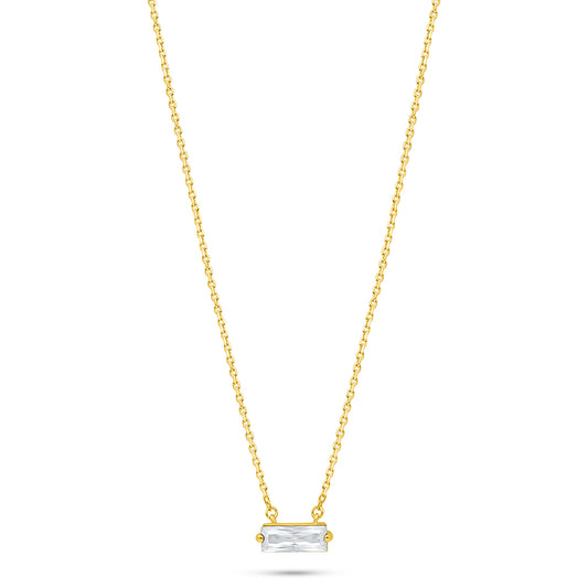 Sterling Silver 925 Necklace Golden Plated Embedded With Diamond Zircon