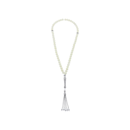 Rosary 66 Sterling Silver 925 Set Oxidized Embedded With White Shell Bead 08 mm LOGO
