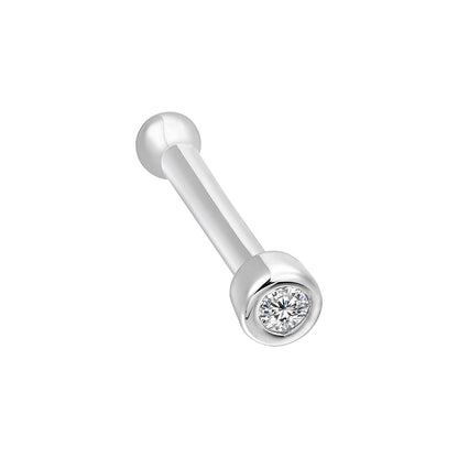 Sterling Silver 925  Nose Rings Rhodium Plated Embedded With Natural CVD Diamonds