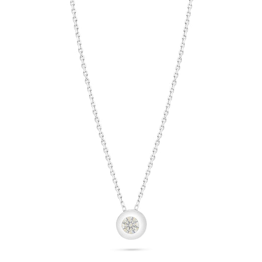 Sterling Silver 925 Necklace Rhodium Plated Embedded With Diamond Zircon
