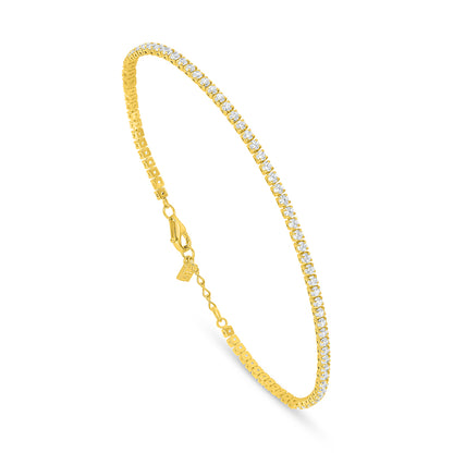 Sterling Silver 925 Bracelet Golden Plated Embedded With White Zircon