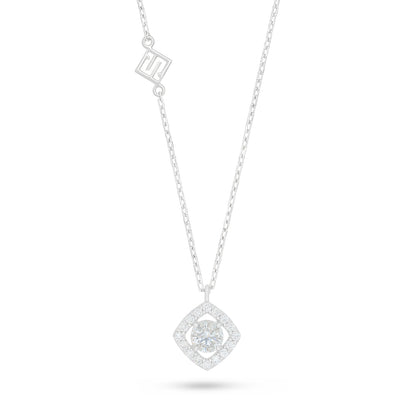 Sterling Silver 925 Necklace Rhodium Plated Embedded With Diamond Zircon And White Zircon