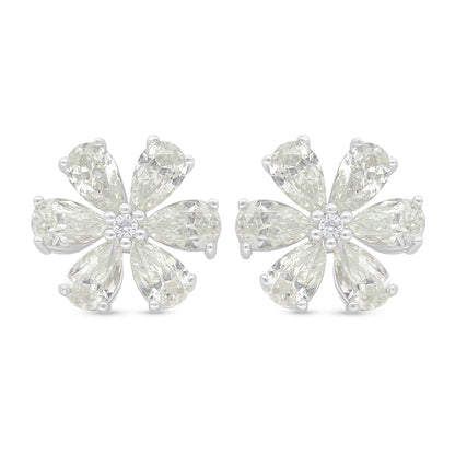 Sterling Silver 925 Earring Rhodium Plated Embedded With Diamond Zircon And White Zircon