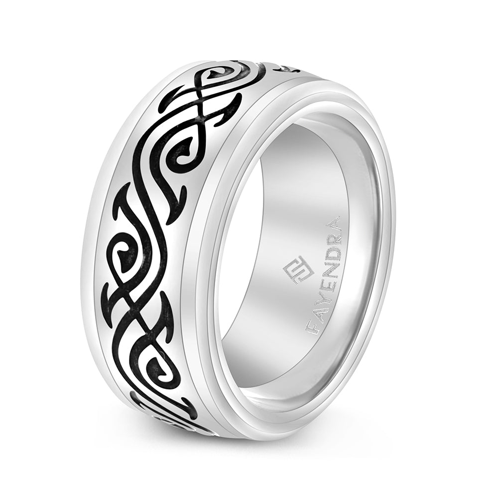 Tungsten Carbide Wedding Ring Silver And Black Plated For Men