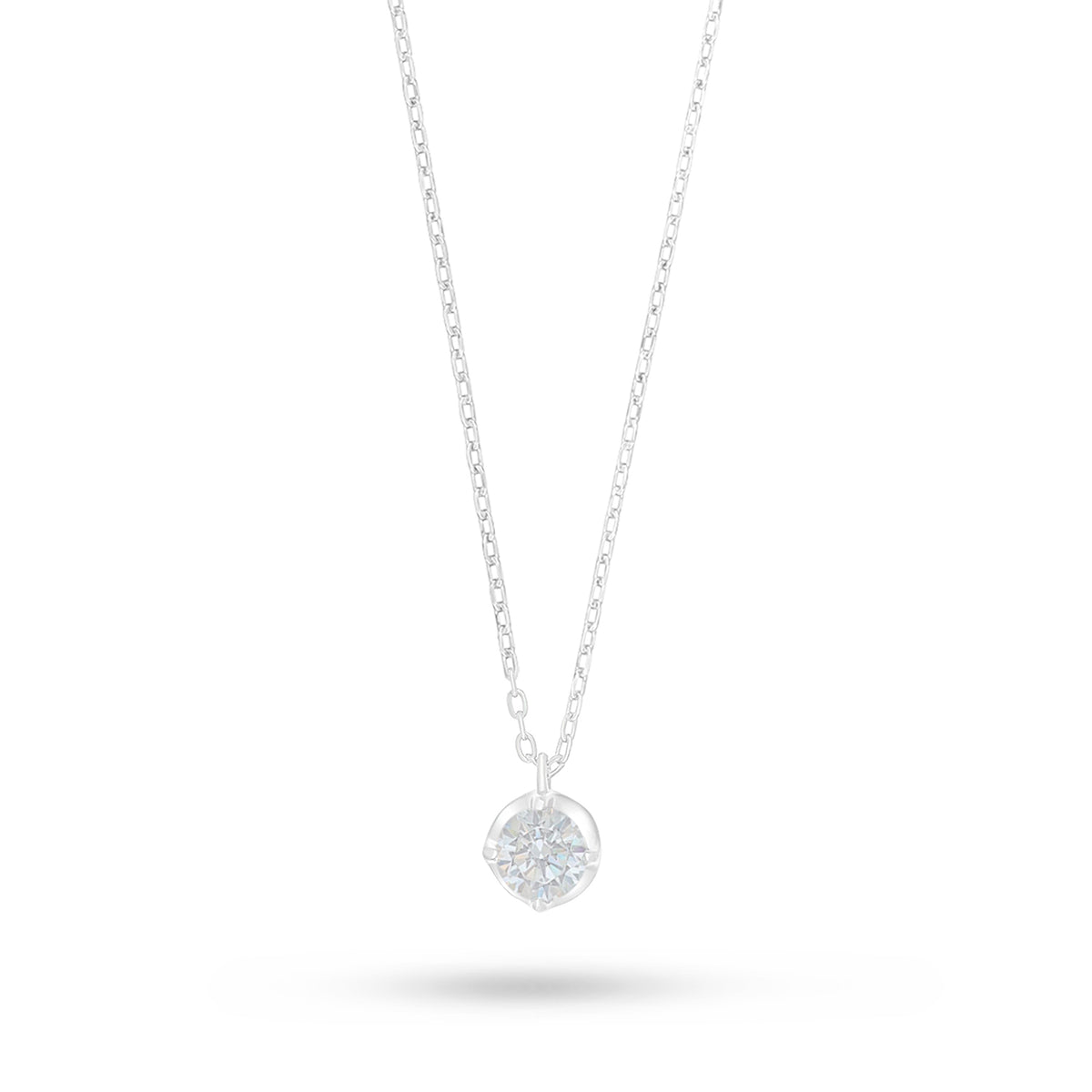 Sterling Silver 925 Necklace Rhodium Plated Embedded With Diamond Zircon