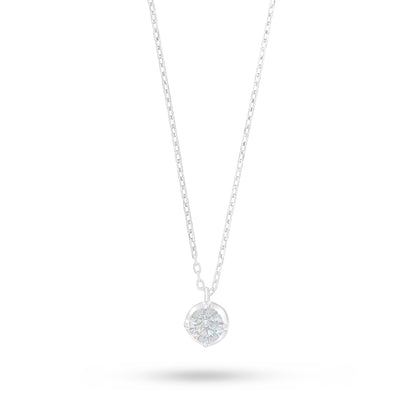 Sterling Silver 925 Necklace Rhodium Plated Embedded With Diamond Zircon